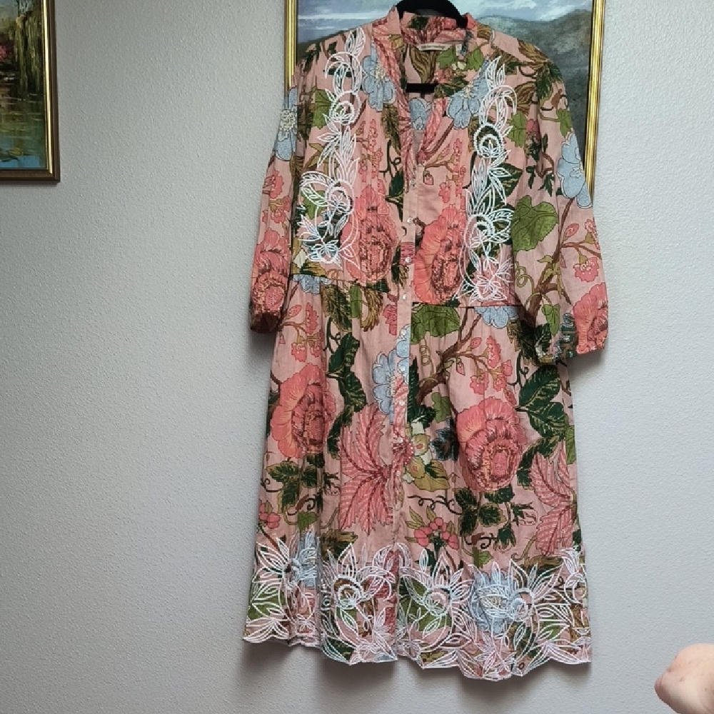 Soft Surroundings Bellicia Embroidered Midi Dress Size L